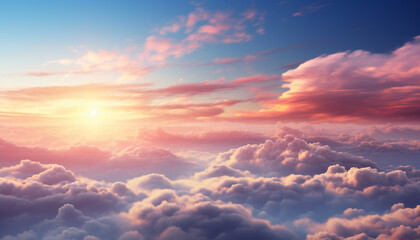 Recreation of clouds in the heaven at sunset - obrazy, fototapety, plakaty