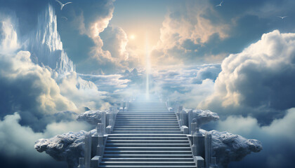 Recreation of a stairway in the heaven	 - obrazy, fototapety, plakaty