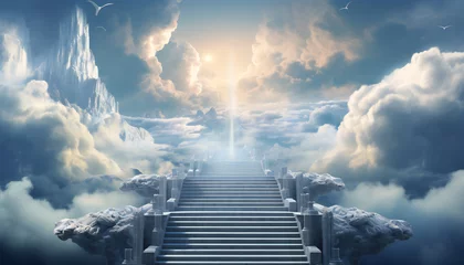 Foto op Canvas Recreation of a stairway in the heaven  © bmicrostock