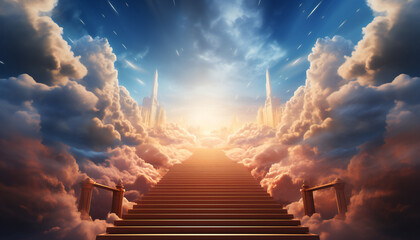 Recreation of infinite stairway to heaven - obrazy, fototapety, plakaty