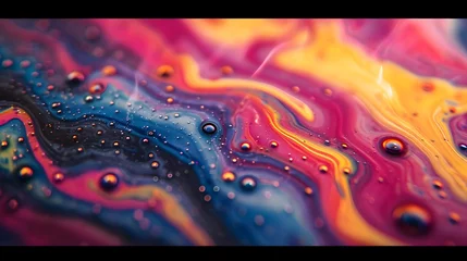 Foto op Plexiglas Vibrant Soap Bubble Surface Close-up © FEROHORA