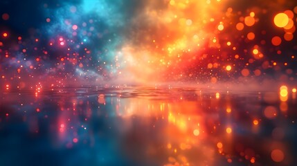Fototapeta premium Abstract Bokeh Lights with Colorful Reflection on Water Surface