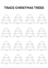 Obraz premium Trace christmas trees. Worksheets for kids. Preschool education.