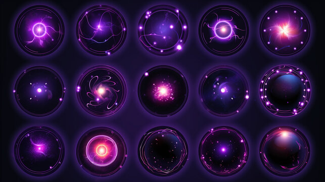 Mystical Energy: Vector Image of Dark Energy Spheres in Black and Violet