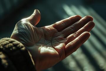 A person holding their hand out towards the sun. Suitable for concepts related to hope, connection, and nature
