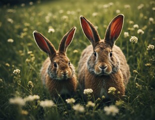 Fototapeta na wymiar rabbit in the grass