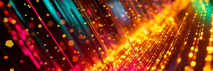 Fototapeta premium neon lines falling like raindrops create a dynamic and visually interesting abstract scene. Generative ai