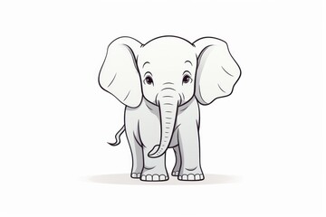 Minimalist outline cartoon drawing of elephant
