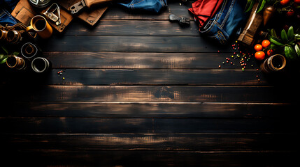 Background concept many handy tools on wooden background, space for text - obrazy, fototapety, plakaty