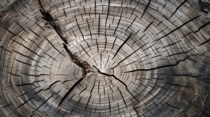 old wooden cut tree stump trunk pattern texture with circular annual rings, cross section of the...