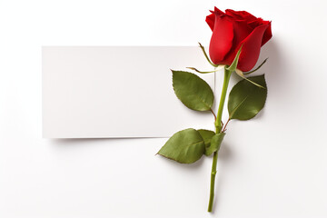 A minimalist and clean design with a single red rose, leaving space for a simple yet powerful message on this Valentine's Day gift card