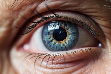 Macro photo of a senior female eye