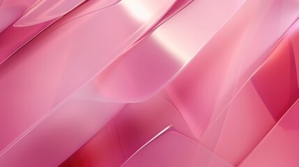 Abstract background with smooth, glossy and reflective pink surfaces with light reflections