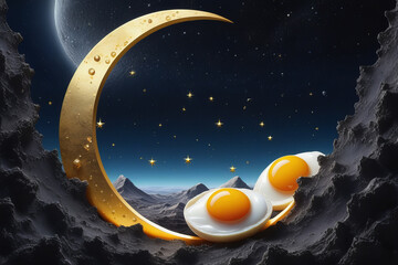 Obraz na płótnie Canvas Abstract background with scrambled eggs. AI