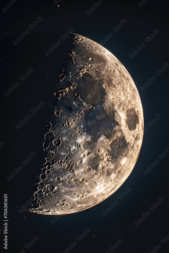 Aufkleber A close-up image of the moon with a dark sky in the background. Suitable for various uses