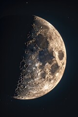 A close-up image of the moon with a dark sky in the background. Suitable for various uses