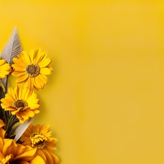 flat lay sunflowers background with copy space generative ai