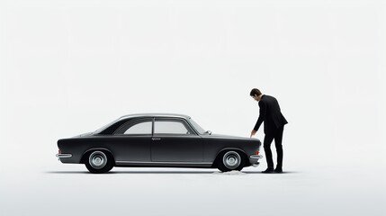 person in front of a car