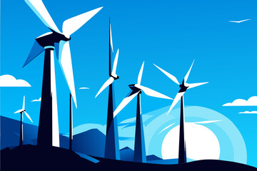 Wind turbine technology. vektor icon illustation