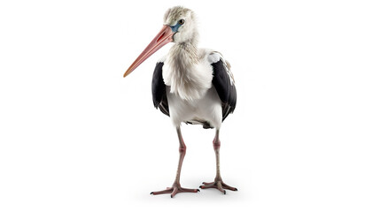 white stork isolated on white