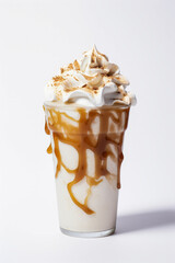 Iced Coffee topped with a cream and a caramel