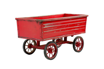 Red Radio Flyer Wagon isolated on transparent background - obrazy, fototapety, plakaty