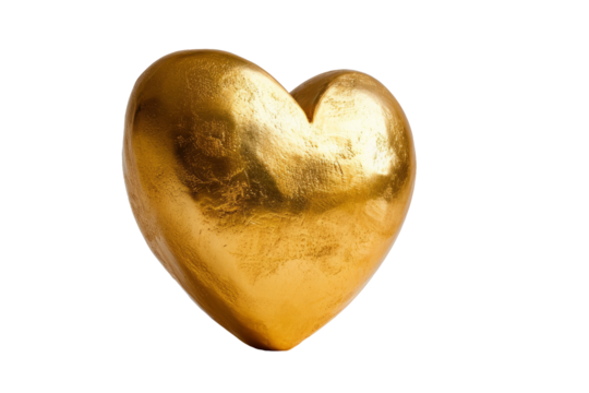 Golden heart, cut out - stock png.