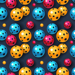Seamless Pattern of pickleball balls - 3d vector