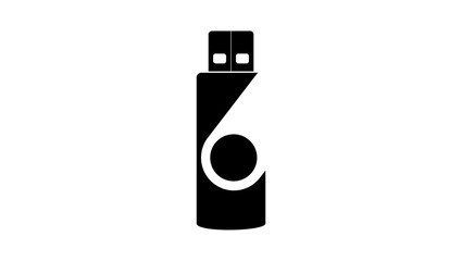 USB flash drive, black isolated silhouette