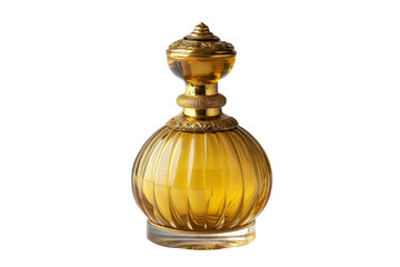 A yellow bottle with perfumed water, cut out - stock png.