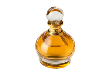 A yellow bottle with perfumed water, cut out - stock png.