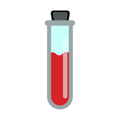 Test tube with blood line icon. Wound, analysis, donor, red, vein, red blood cells, liquid, plasma, life, pain, heart. Vector icon for business and advertising