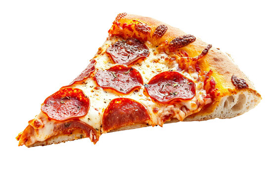 Slice of Pepperoni Pizza isolated on transparent background