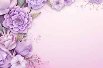 Banner with flowers on light lavender background