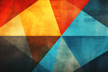 abstract background with geometric shapes in blue, red and yellow colors. Generative Ai