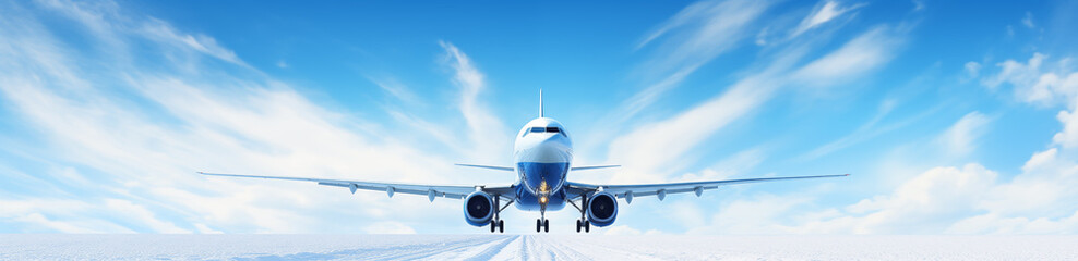 passenger plane flies in the clouds