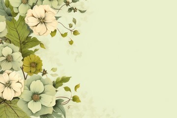 Banner with flowers on light lime background