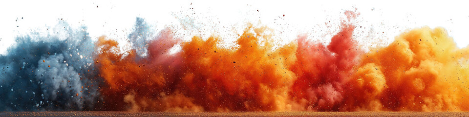 Obraz premium Explosion fire and flames wide isolated on white, transparent, PNG