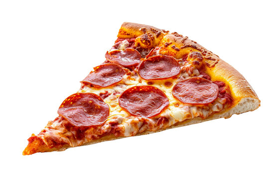 Slice of Pepperoni Pizza isolated on transparent background