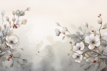 Banner with flowers on light pewter background