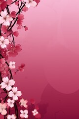 Banner with flowers on light raspberry background