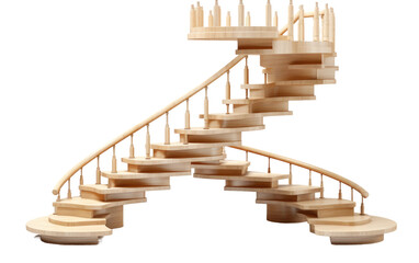 Wooden Staircase Integrating Beauty and Function on White or PNG Transparent Background