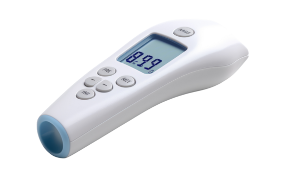 The Precision of an Infrared Forehead Thermometer on White or PNG Transparent Background