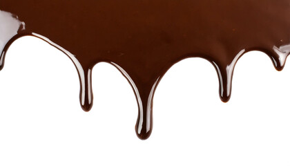 Flüssige Schokolade vom oberen Rand isoliert auf weißem Hintergrund, Freisteller 