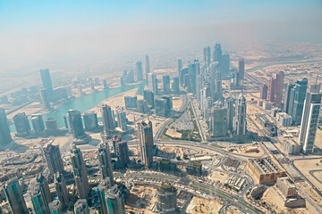 Naklejka na ściany i meble UAE. Aerial view from the height of Burj Khalifa