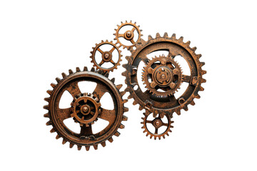 Steampunk Gears isolated on transparent background - obrazy, fototapety, plakaty