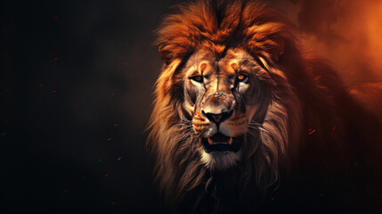 
Lion portrait on black background