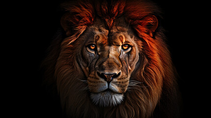 
Lion portrait on black background