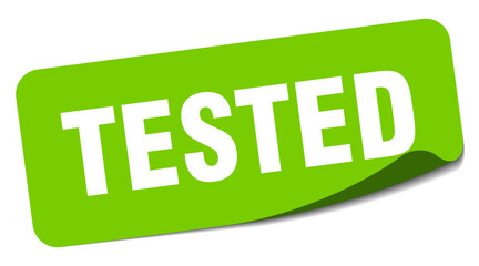 tested sticker. tested label