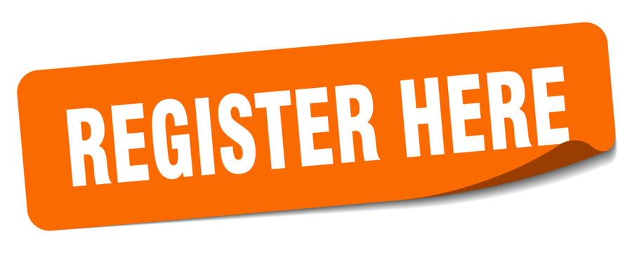 register here sticker. register here label